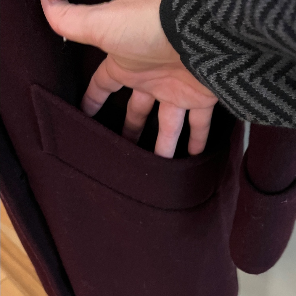 Chic Women's Double-Breasted Wool Coat - Deep Purple - Picture 3 of 11